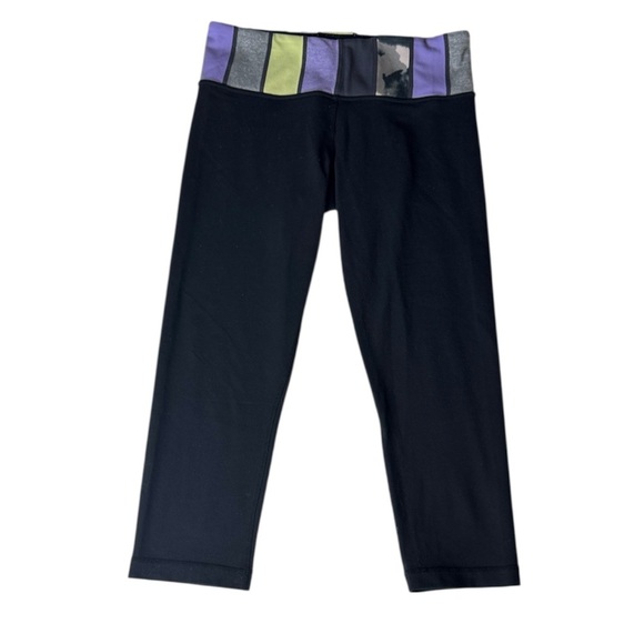 lululemon athletica Black Crop Leggings with Multicolor Waistband - reversible - Picture 1 of 9